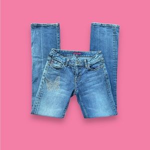 ✮ vintage y2k butterfly bedazzled low waisted jeans  ✮